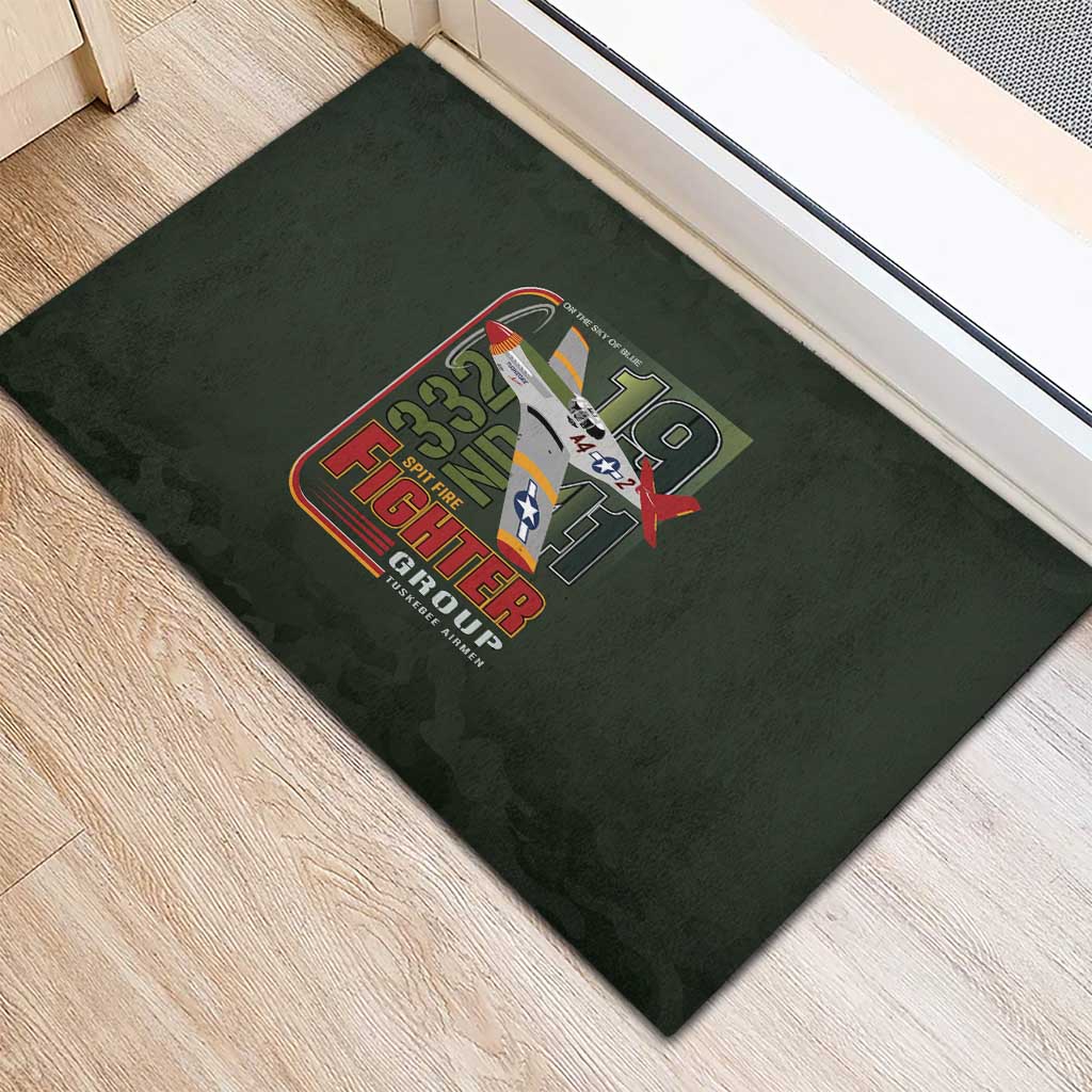Tuskegee Airmen Camo Moss Green Rubber Doormat 332nd Spit Fire - African Pride