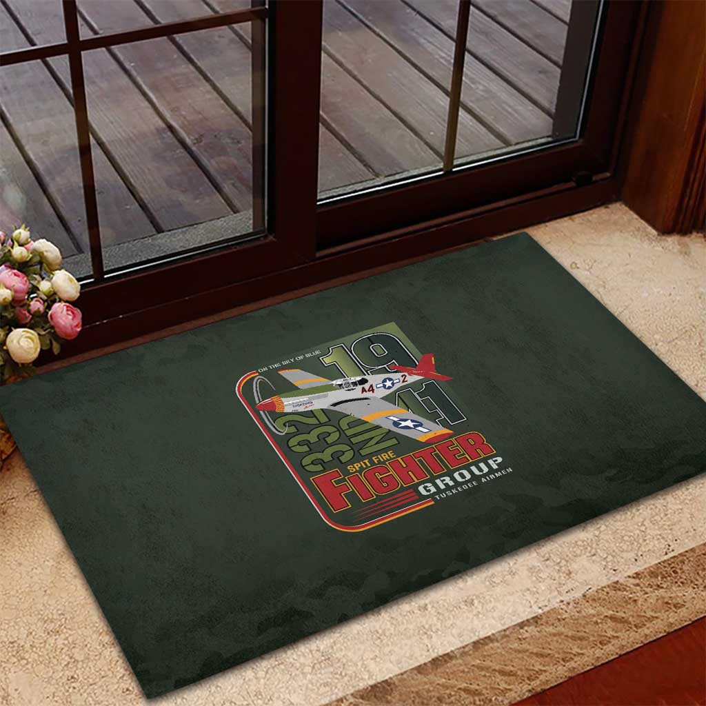Tuskegee Airmen Camo Moss Green Rubber Doormat 332nd Spit Fire - African Pride
