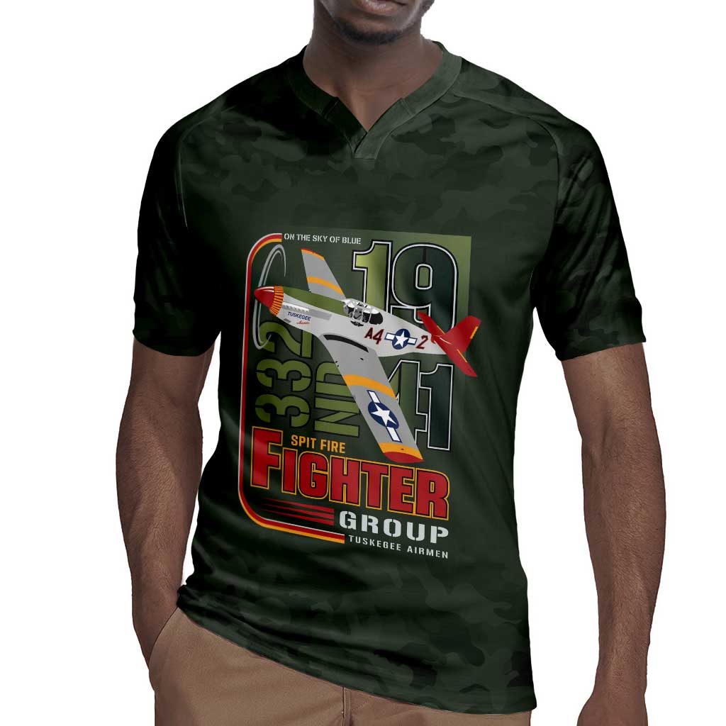 Tuskegee Airmen Camo Moss Green Rugby Jersey 332nd Spit Fire - African Pride