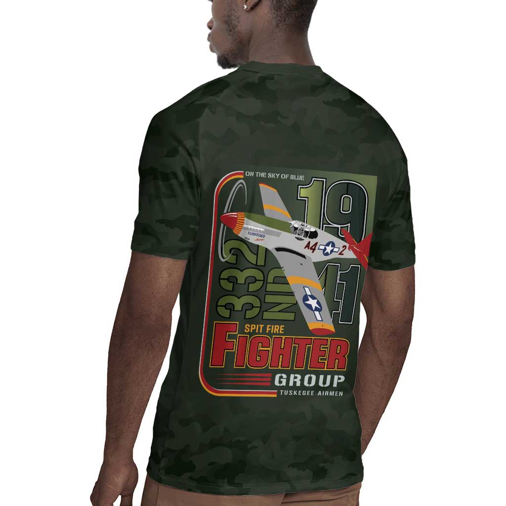 Tuskegee Airmen Camo Moss Green Rugby Jersey 332nd Spit Fire - African Pride