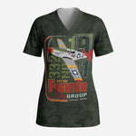 Tuskegee Airmen Camo Moss Green Scrub Top 332nd Spit Fire - African Pride