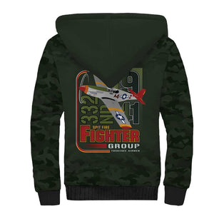 Tuskegee Airmen Camo Moss Green Sherpa Hoodie 332nd Spit Fire - African Pride