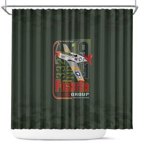 Tuskegee Airmen Camo Moss Green Shower Curtain 332nd Spit Fire - African Pride