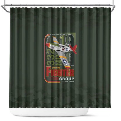Tuskegee Airmen Camo Moss Green Shower Curtain 332nd Spit Fire - African Pride