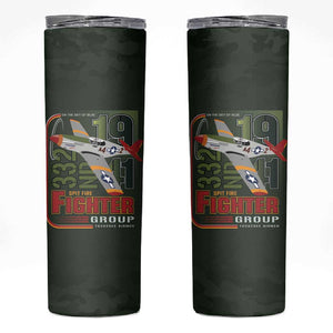 Tuskegee Airmen Camo Moss Green Skinny Tumbler 332nd Spit Fire - African Pride