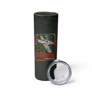 Tuskegee Airmen Camo Moss Green Skinny Tumbler 332nd Spit Fire - African Pride