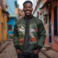 Tuskegee Airmen Camo Moss Green Sleeve Zip Bomber Jacket 332nd Spit Fire - African Pride