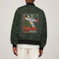 Tuskegee Airmen Camo Moss Green Sleeve Zip Bomber Jacket 332nd Spit Fire - African Pride