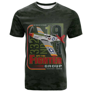 Tuskegee Airmen Camo Moss Green T shirt 332nd Spit Fire LT7