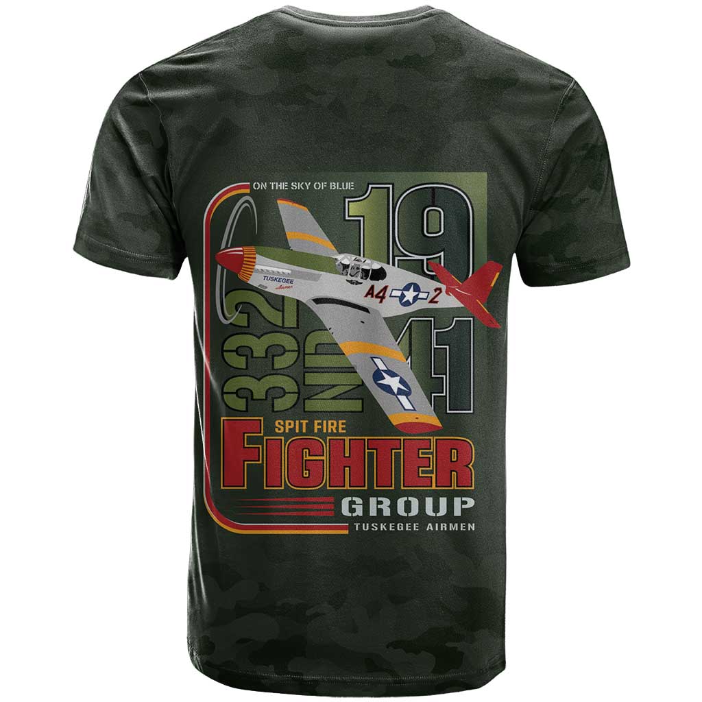 Tuskegee Airmen Camo Moss Green T shirt 332nd Spit Fire LT7