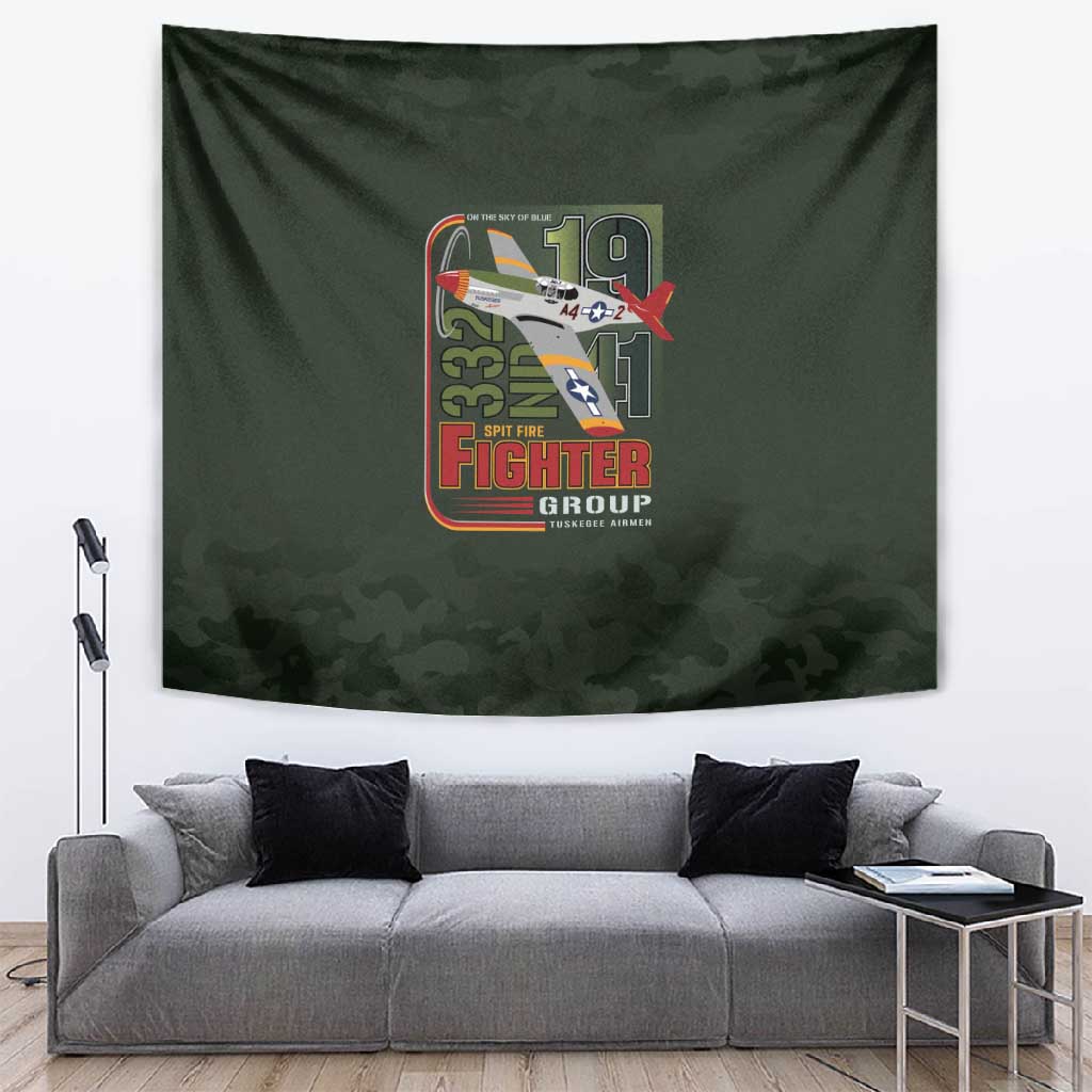 Tuskegee Airmen Camo Moss Green Tapestry 332nd Spit Fire - African Pride