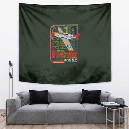 Tuskegee Airmen Camo Moss Green Tapestry 332nd Spit Fire - African Pride