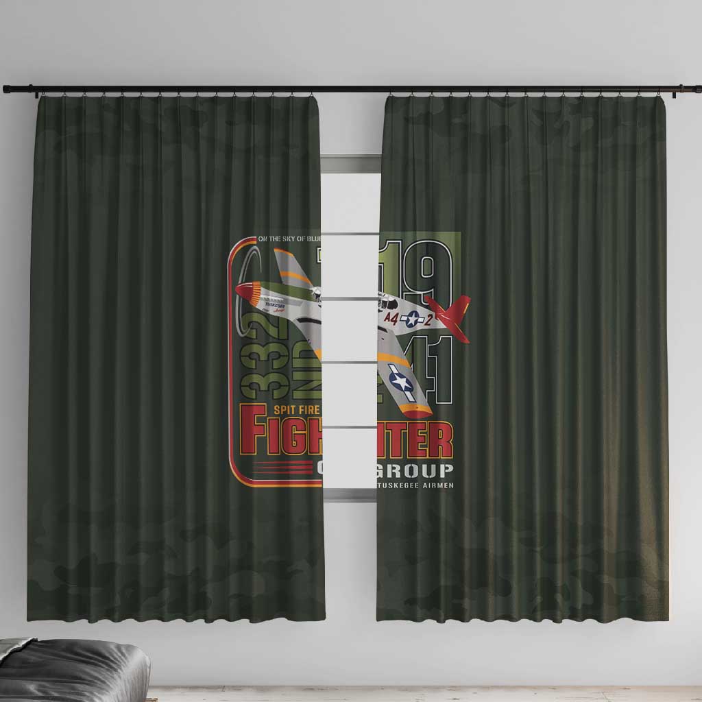 Tuskegee Airmen Camo Moss Green Window Curtain 332nd Spit Fire - African Pride