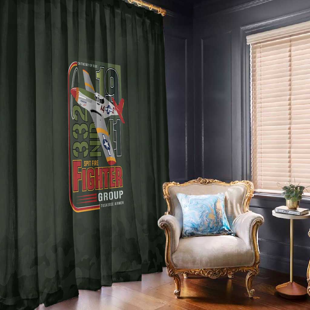 Tuskegee Airmen Camo Moss Green Window Curtain 332nd Spit Fire - African Pride