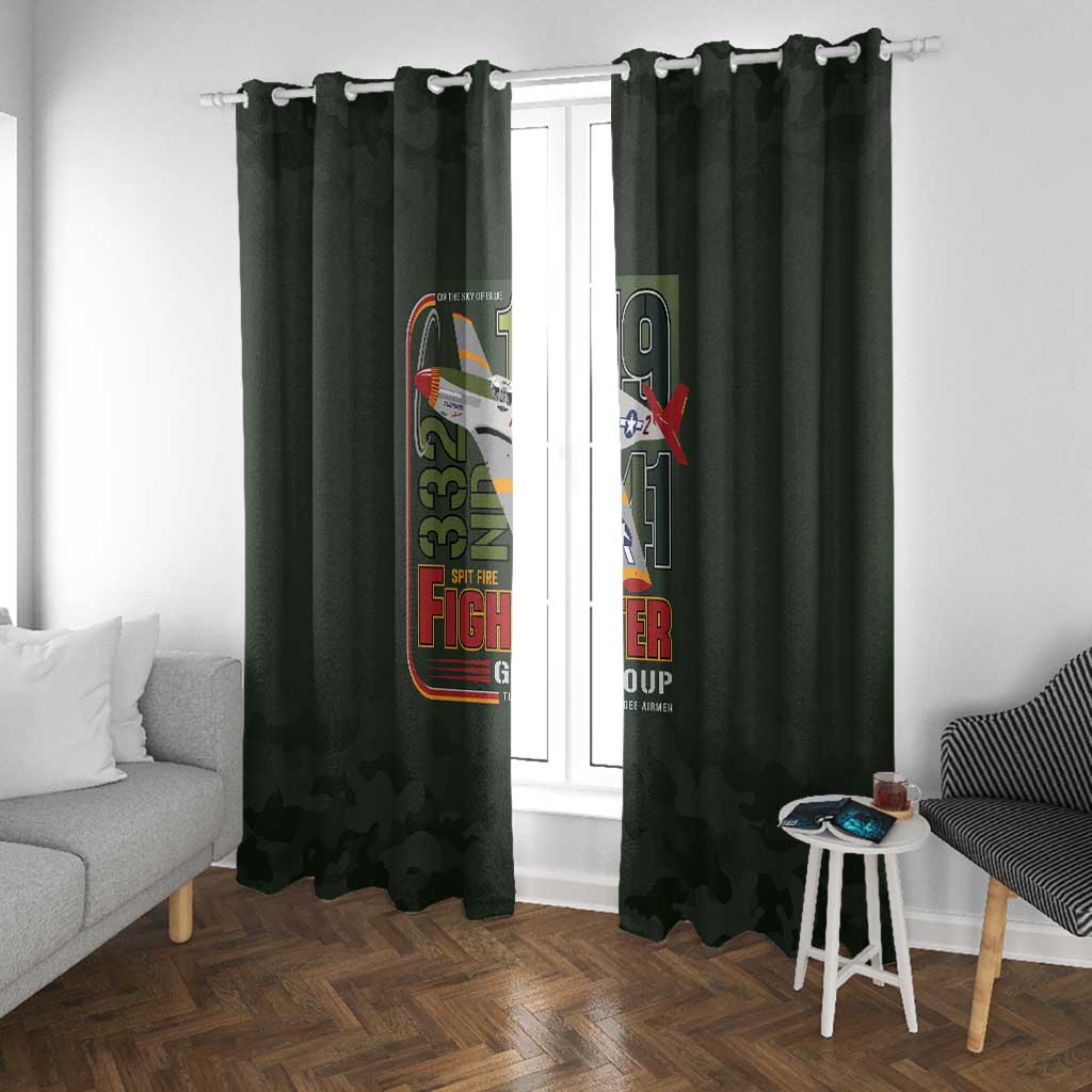 Tuskegee Airmen Camo Moss Green Window Curtain 332nd Spit Fire - African Pride