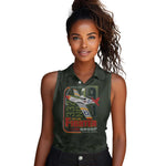 Tuskegee Airmen Camo Moss Green Women Sleeveless Polo Shirt 332nd Spit Fire - African Pride