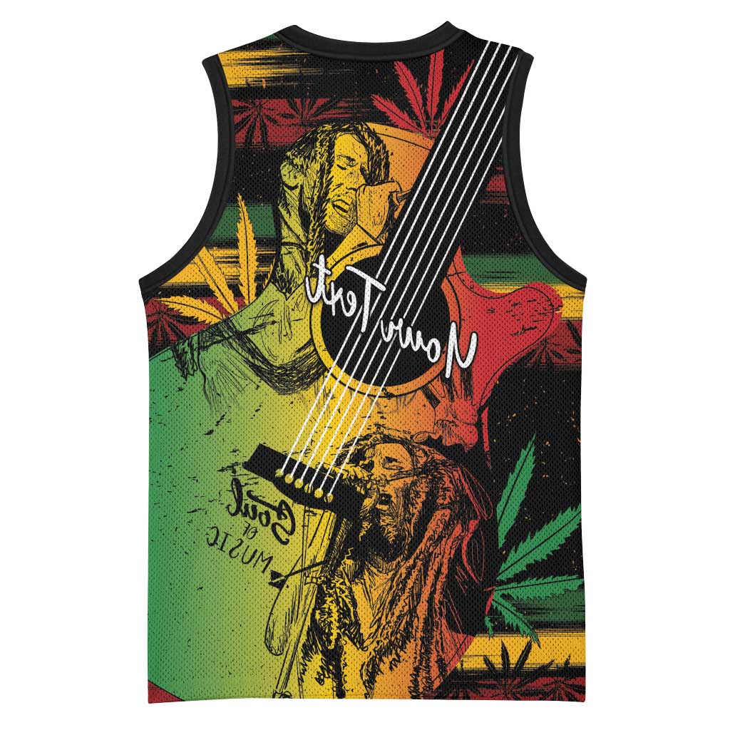 Personalised Afro Reggae Basketball Jersey Soul of Music Sketch Style - African Pride