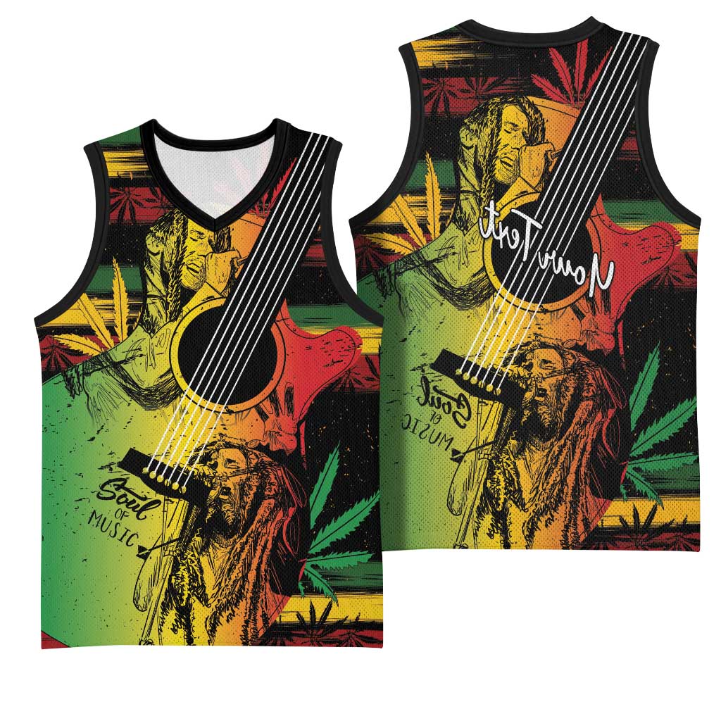 Personalised Afro Reggae Basketball Jersey Soul of Music Sketch Style - African Pride