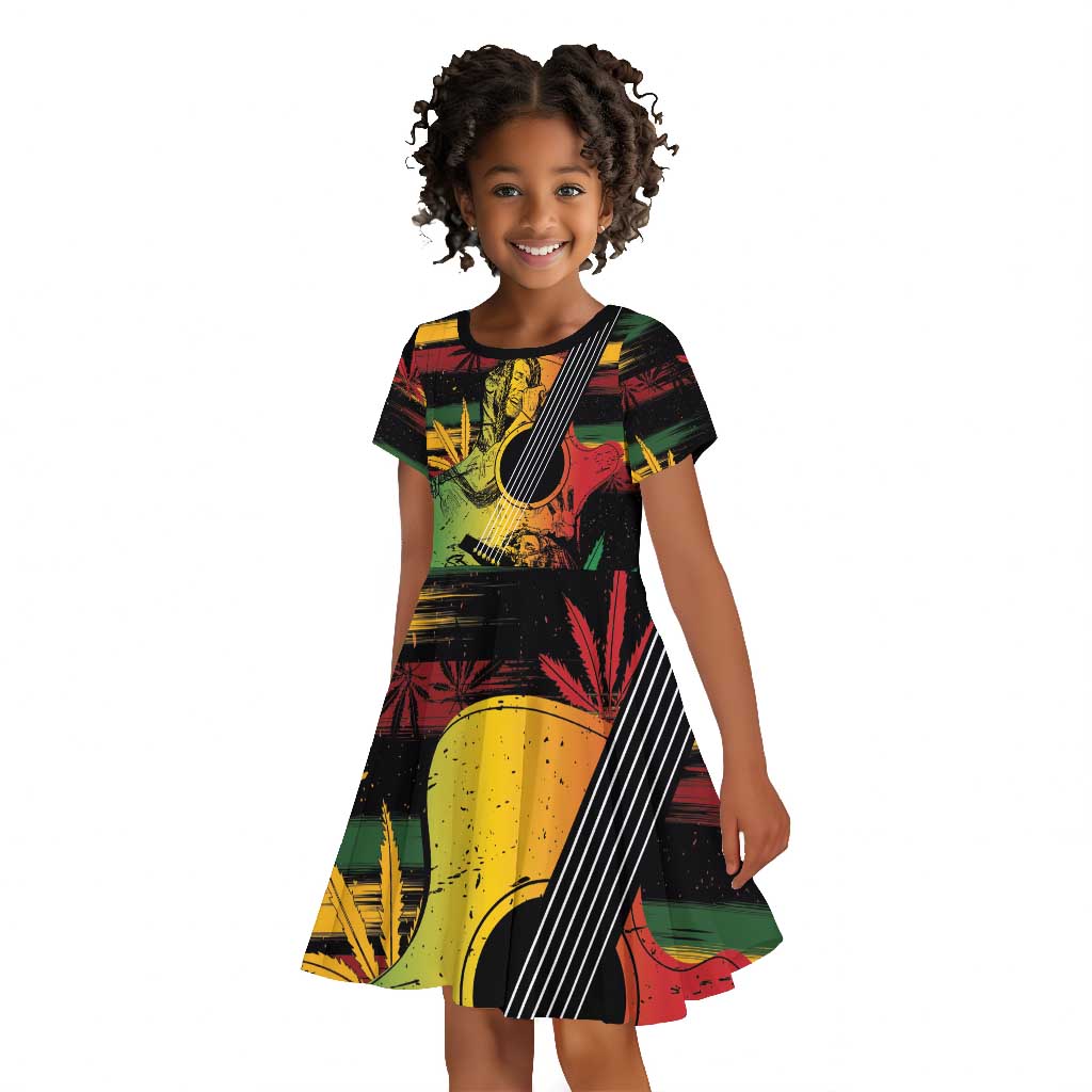 Personalised Afro Reggae Kid Short Sleeve Dress Soul of Music Sketch Style