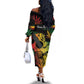Personalised Afro Reggae Off The Shoulder Long Sleeve Dress Soul of Music Sketch Style