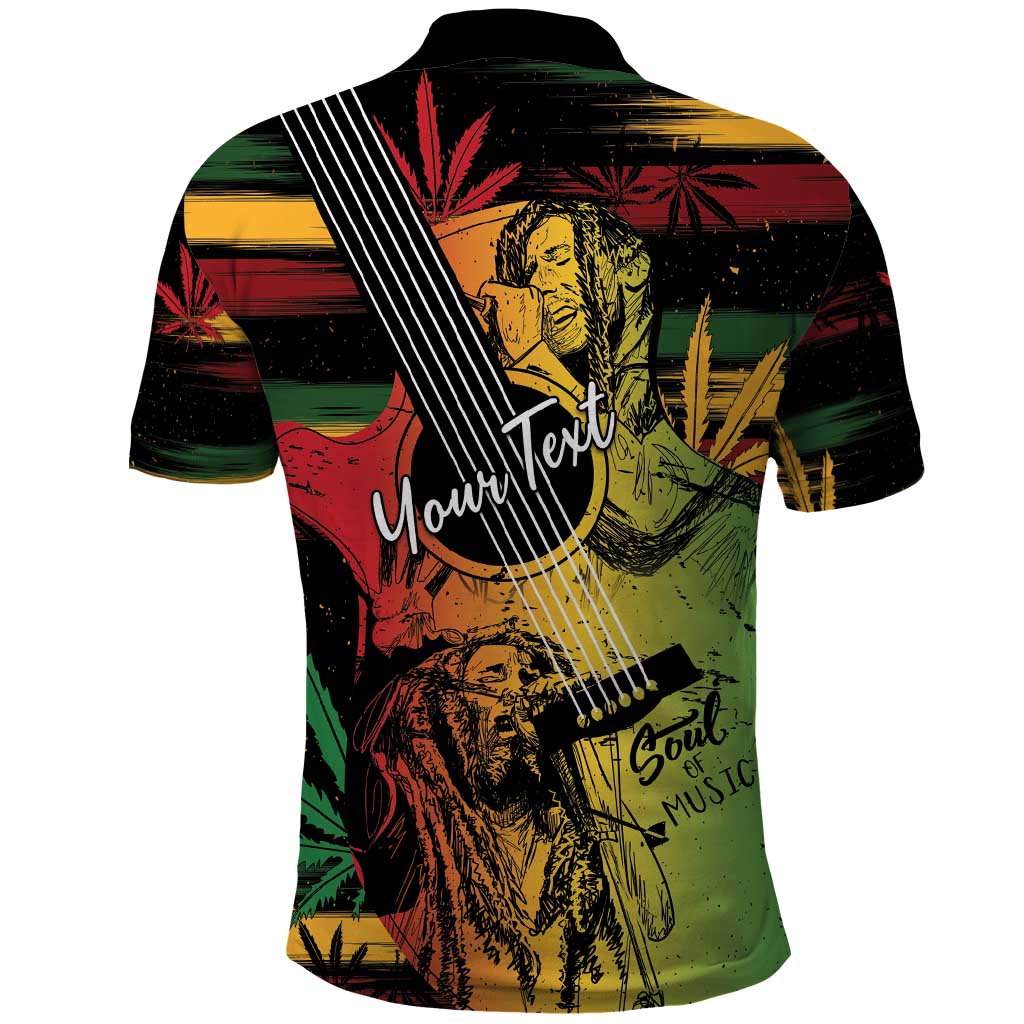 Personalised Afro Reggae Polo Shirt Soul of Music Sketch Style