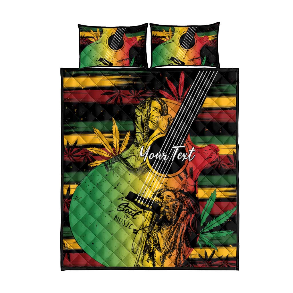 Personalised Afro Reggae Quilt Bed Set Soul of Music Sketch Style