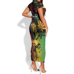 Personalised Afro Reggae Short Sleeve Bodycon Dress Soul of Music Sketch Style LT7
