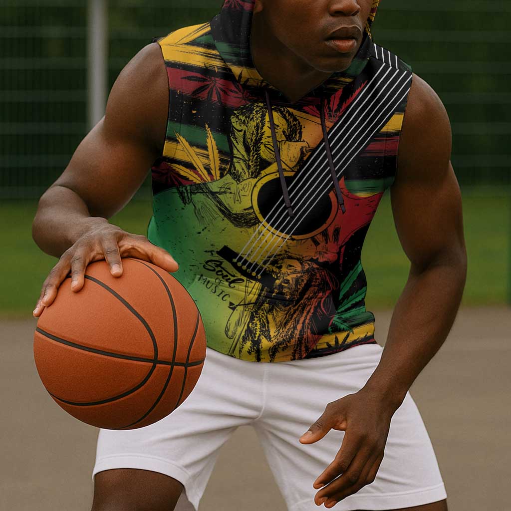 Personalised Afro Reggae Sleeveless Hoodie Soul of Music Sketch Style - African Pride