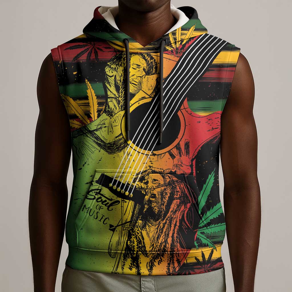 Personalised Afro Reggae Sleeveless Hoodie Soul of Music Sketch Style - African Pride