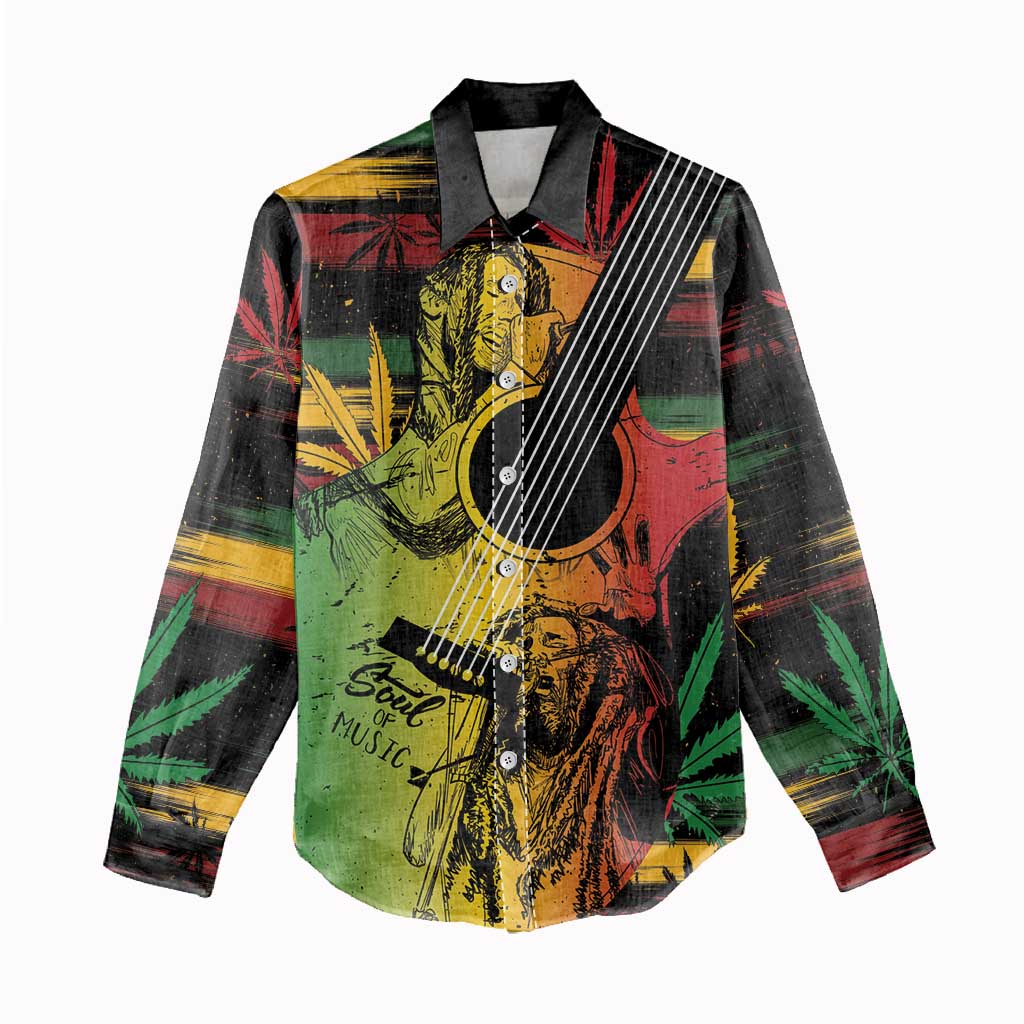 Personalised Afro Reggae Women Casual Shirt Soul of Music Sketch Style LT7