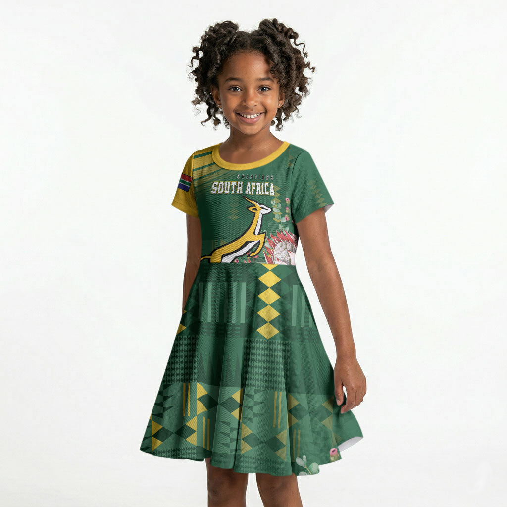 South Africa Rugby Personalized Bokke Champions Kid Short Sleeve Dress