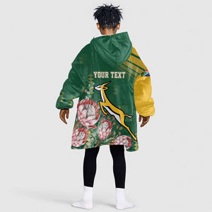 South Africa Rugby Personalized Bokke Champions Kid Wearable Blanket Hoodie