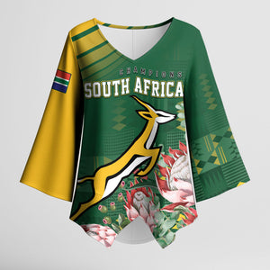 South Africa Rugby Personalized Bokke Champions Kimono Sleeve Blouse