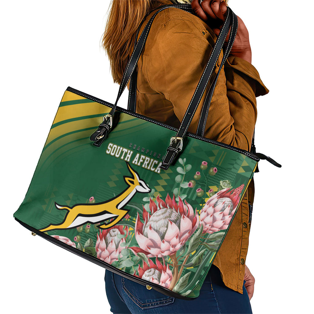 South Africa Rugby Bokke Champions Leather Tote Bag