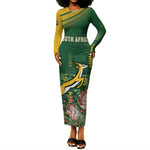 South Africa Rugby Personalized Bokke Champions Long Sleeve Bodycon Dress