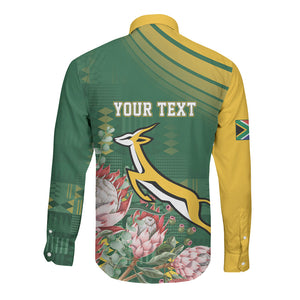 South Africa Rugby Personalized Bokke Champions Long Sleeve Button Shirt