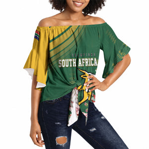 South Africa Rugby Personalized Bokke Champions Off Shoulder Wrap Waist Top