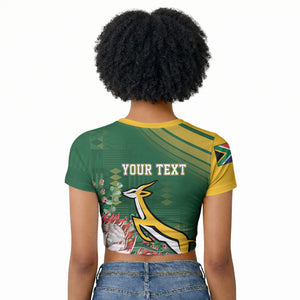 South Africa Rugby Personalized Bokke Champions Raglan Cropped T shirt