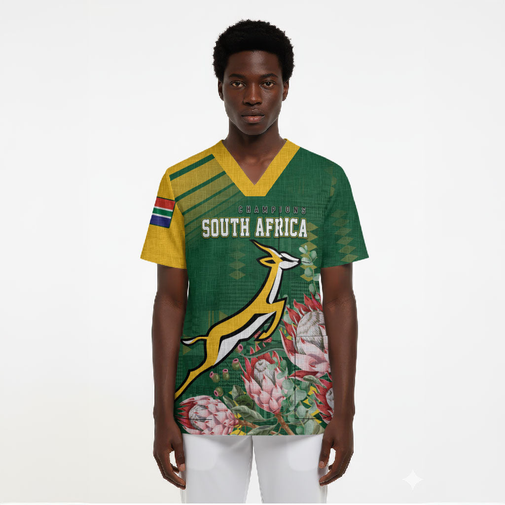 South Africa Rugby Personalized Bokke Champions Scrub Top
