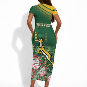 South Africa Rugby Personalized Bokke Champions Short Sleeve Bodycon Dress