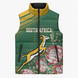 South Africa Rugby Personalized Bokke Champions Sleeveless Puffer Jacket