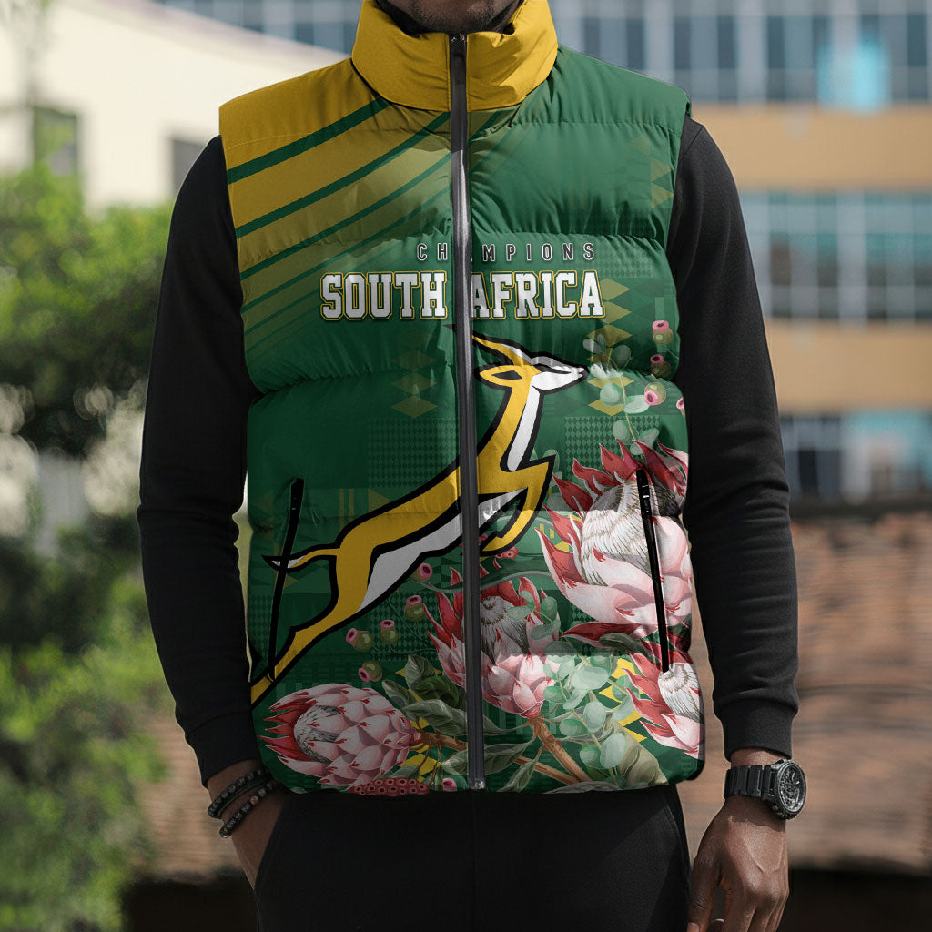 South Africa Rugby Personalized Bokke Champions Sleeveless Puffer Jacket