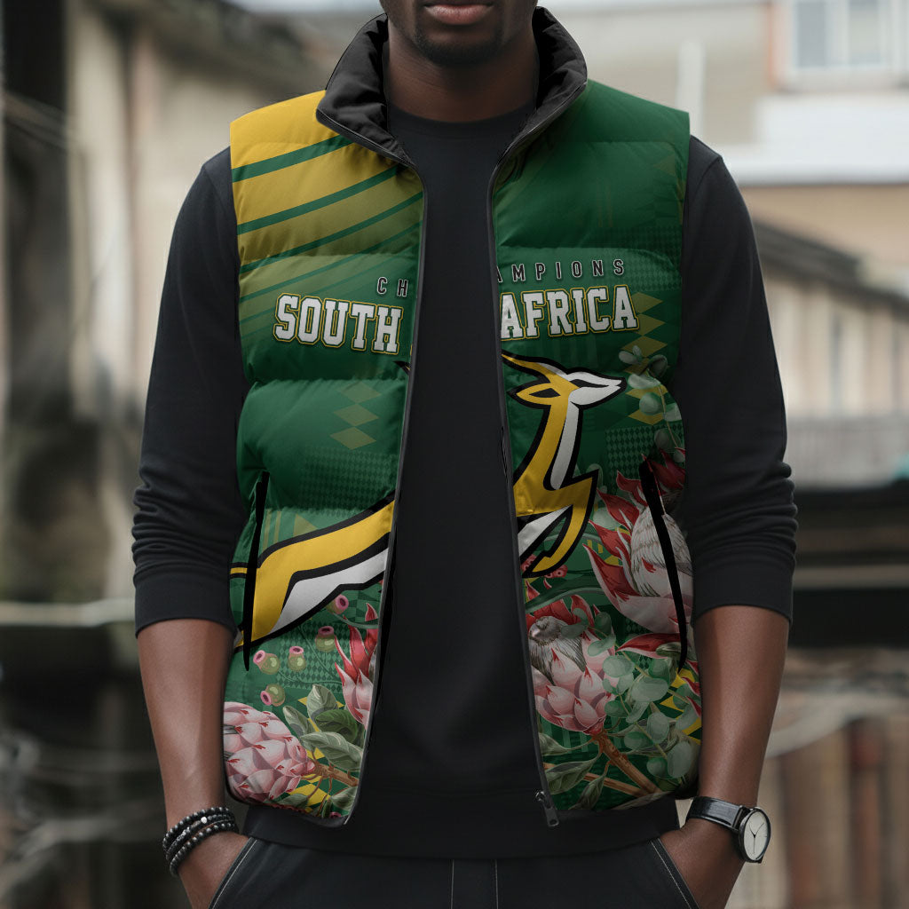 South Africa Rugby Personalized Bokke Champions Sleeveless Puffer Jacket