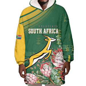 South Africa Rugby Personalized Bokke Champions Wearable Blanket Hoodie