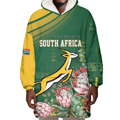 South Africa Rugby Personalized Bokke Champions Wearable Blanket Hoodie