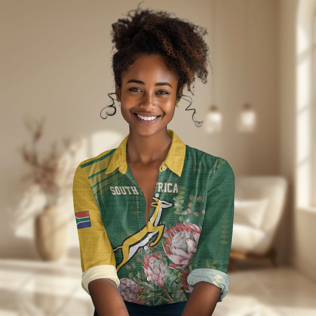 South Africa Rugby Personalized Bokke Champions Women Casual Shirt