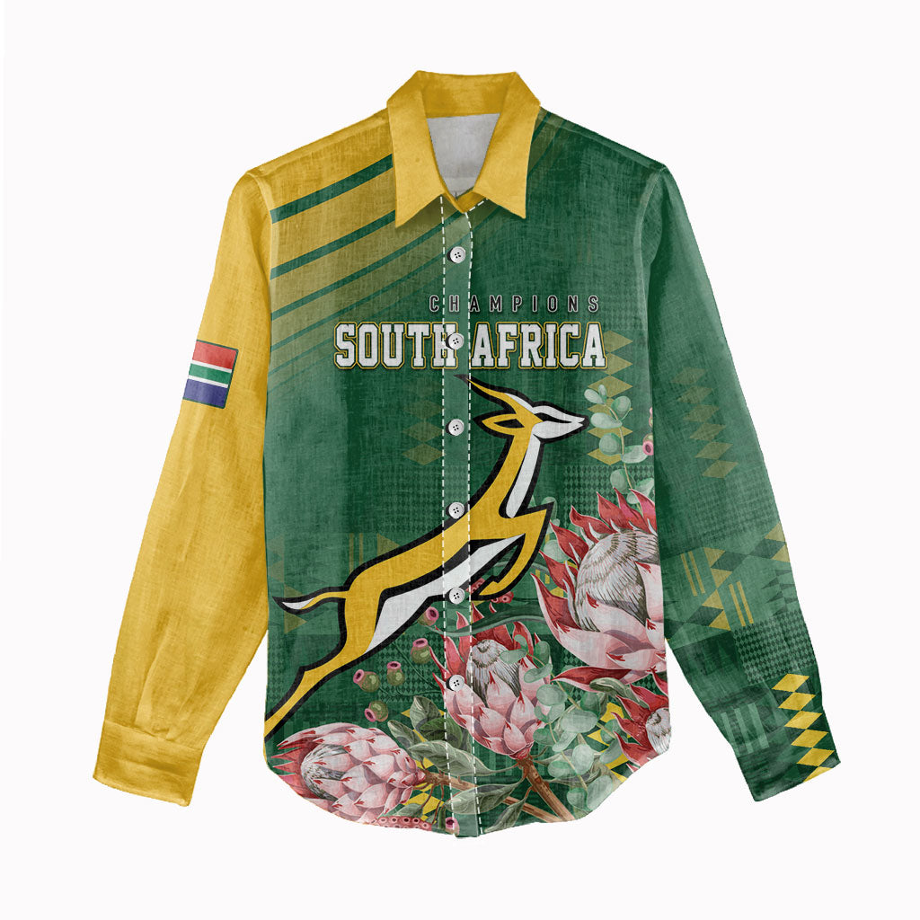 South Africa Rugby Personalized Bokke Champions Women Casual Shirt