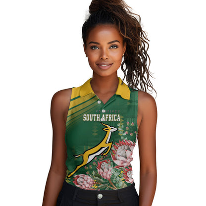 South Africa Rugby Personalized Bokke Champions Women Sleeveless Polo Shirt