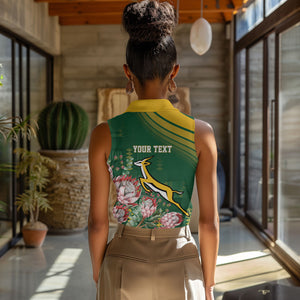 South Africa Rugby Personalized Bokke Champions Women Sleeveless Polo Shirt