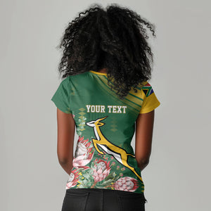 South Africa Rugby Personalized Bokke Champions Women V-Neck T-Shirt